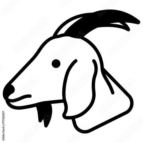 Goat face glyph and line vector illustration
