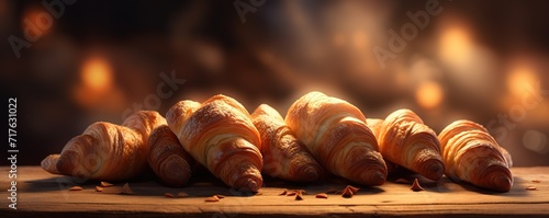Croissant bread mash with blur light background. generative AI