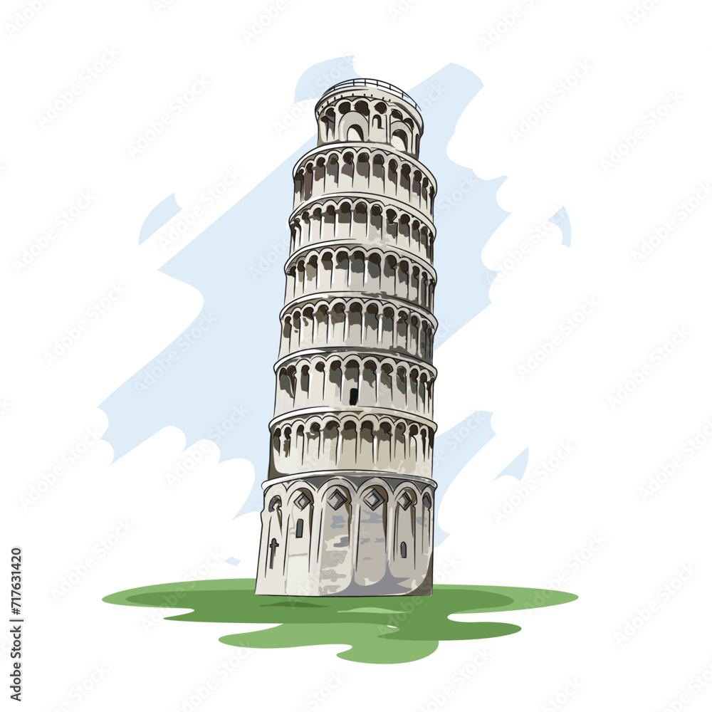 Pisa city of Italy illustration landscape