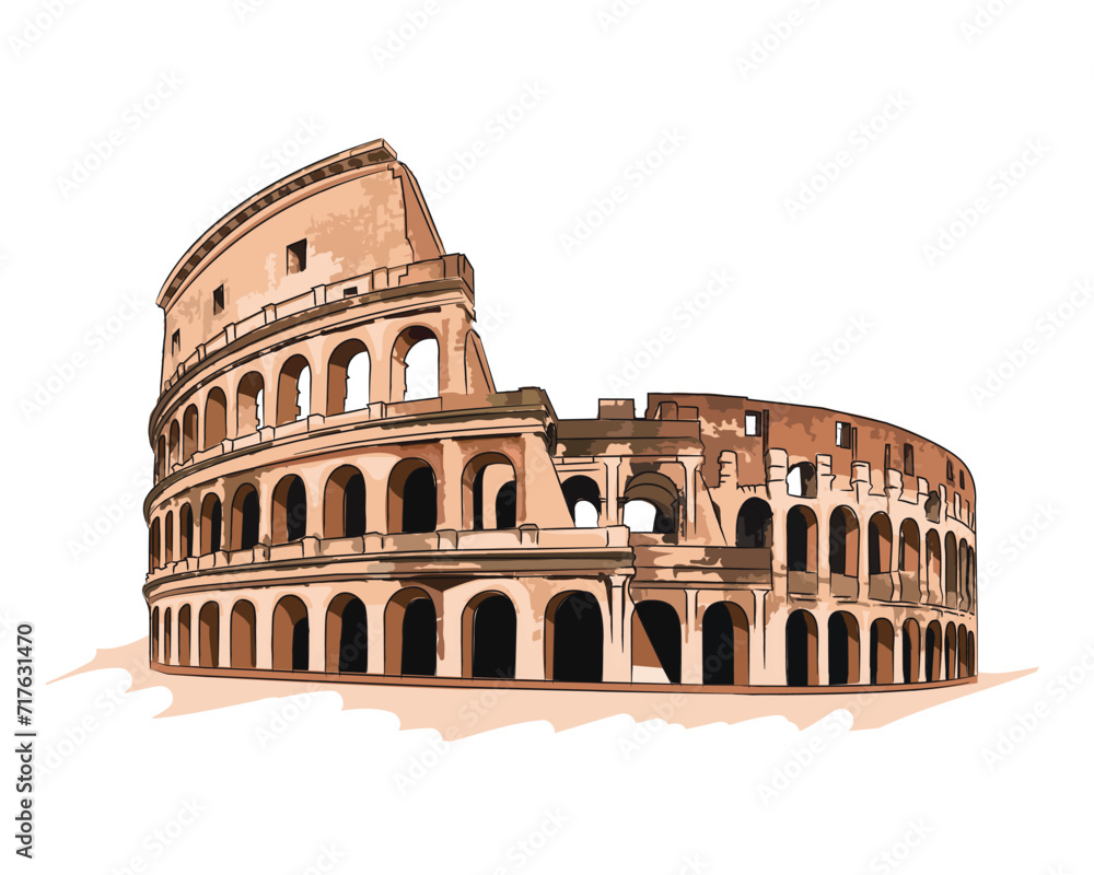 Colosseum amphitheatre, Rome Italy Illustration