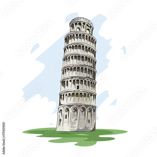 Pisa city of Italy illustration landscape