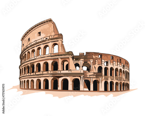 Colosseum amphitheatre, Rome Italy Illustration