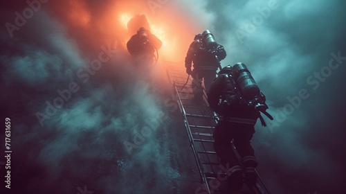 Firefighters Battle Blazing Inferno Generative AI