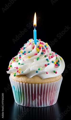 birthday cupcake isolated on white background