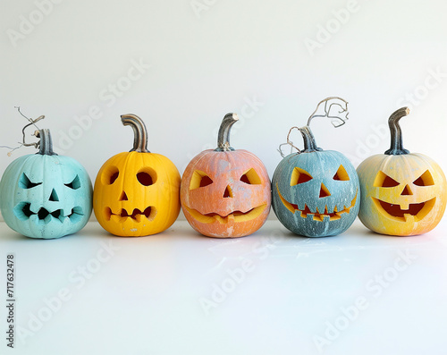Colorful Halloween Pumpkins in Pastel Tones