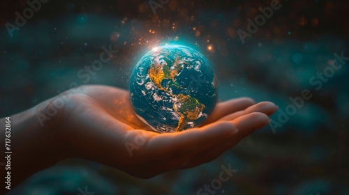 Earth Day Celebration: A Hand Holding the Planet Generative AI