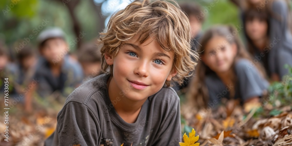Fall Fashion: Blond Boy with Blue Eyes and Brown Hair Generative AI Fall Fashion: Blond Boy with Blue Eyes and Brown Hair Generative AI