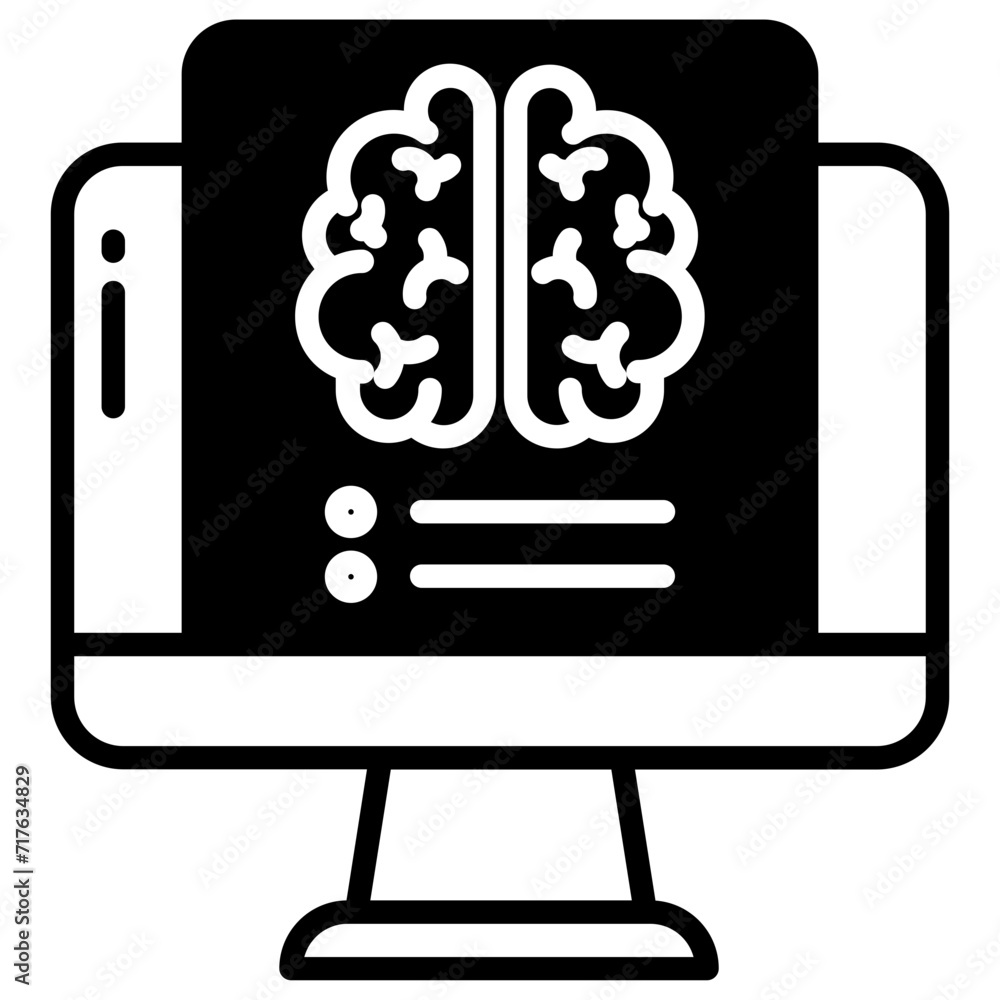 Ai Processor glyph and line vector illustration