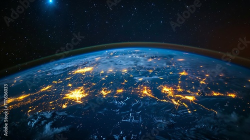 Glowing Earth  A Stellar Nighttime View Generative AI