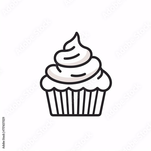 cupcake outline icon and pastry in a white background