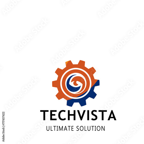 Tech eye logo design on white background, Technology symbol