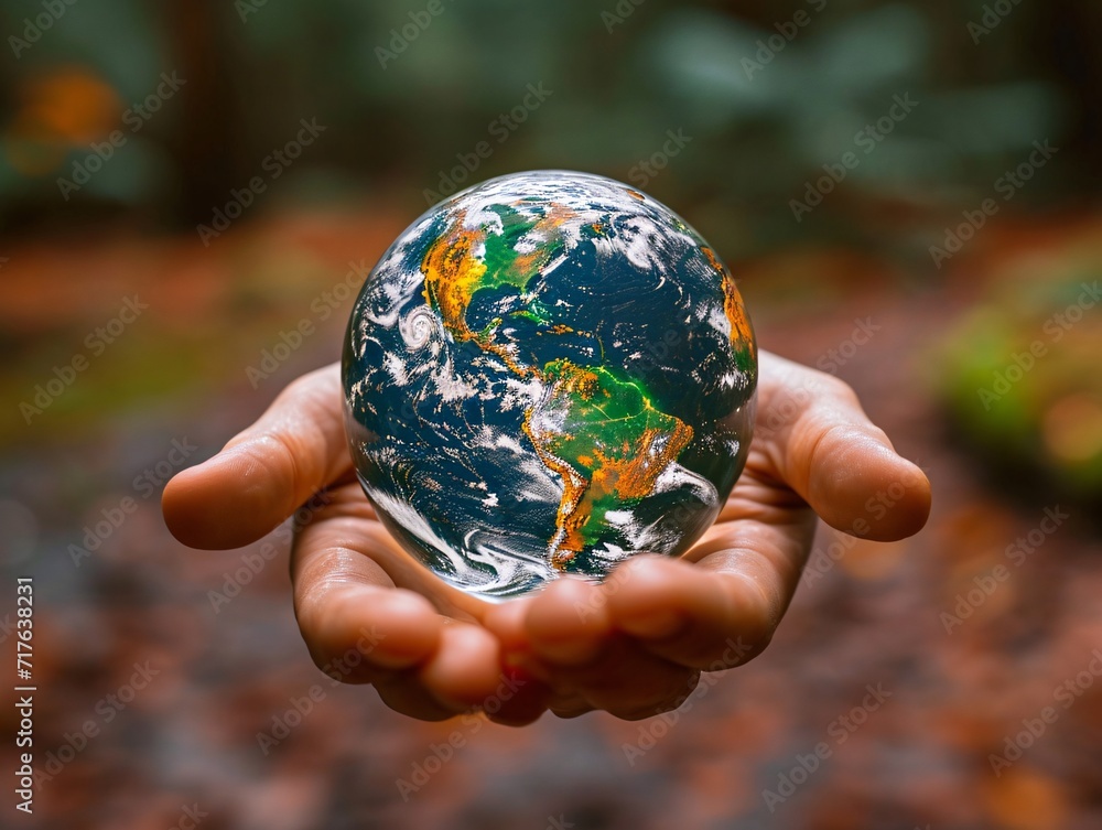 Eco-Friendly Hand Holding a Globe Generative AI Eco-Friendly Hand Holding a Globe Generative AI