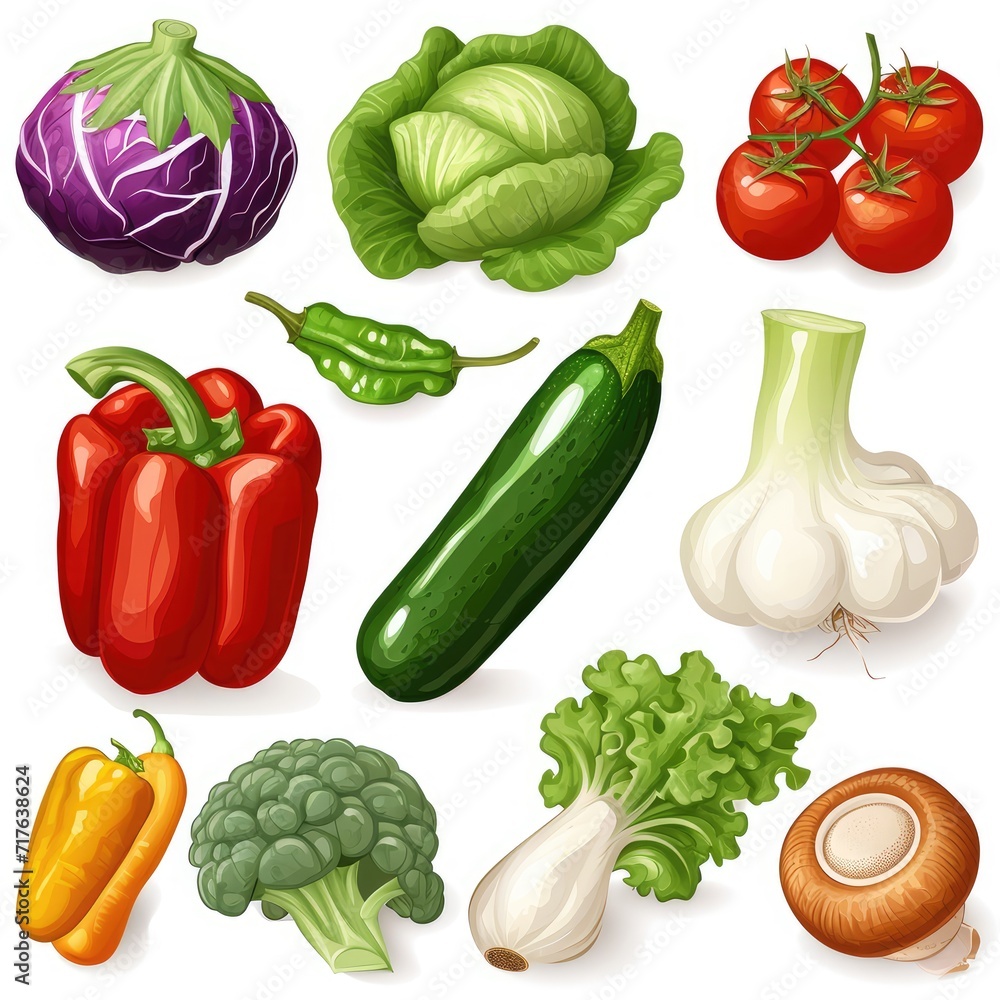 set of vegetables isolated set of vegetables isolated