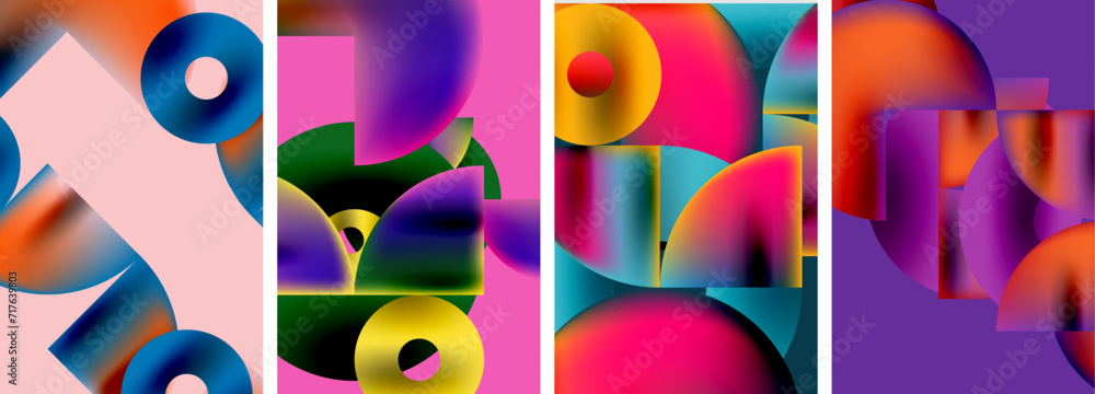 Circles and triangles with bright colorful gradient colors. Vector illustration For Wallpaper, Banner, Background, Card, Book Illustration