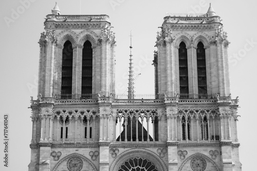Notre-Dame de Paris Cathedral. Parisian Architecture. Iconic Historical Landmarks of Paris, France.