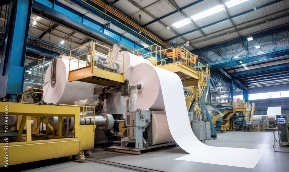 Factory Producing Large Roll of White Paper