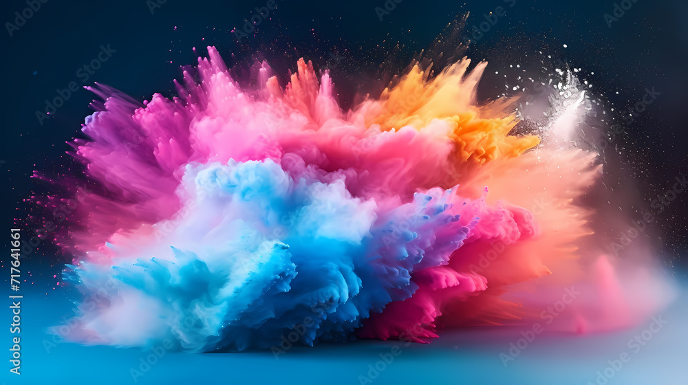 Dust explosion Holi background, indian traditional festival Dust explosion Holi background, indian traditional festival