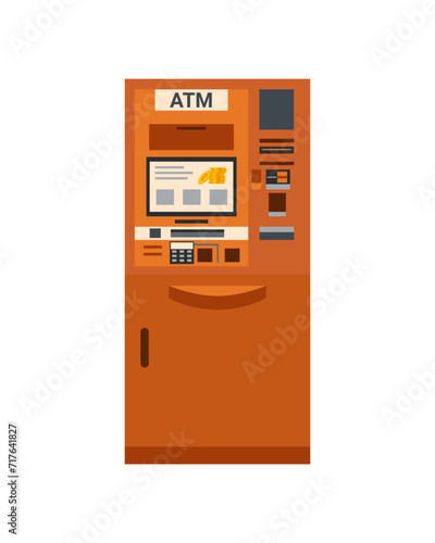 ATM machine isolated on white background. Cash machine. Banking technology.
