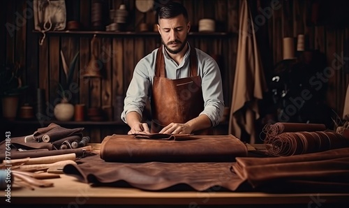 A Skilled Craftsman Creating a Leather Masterpiece