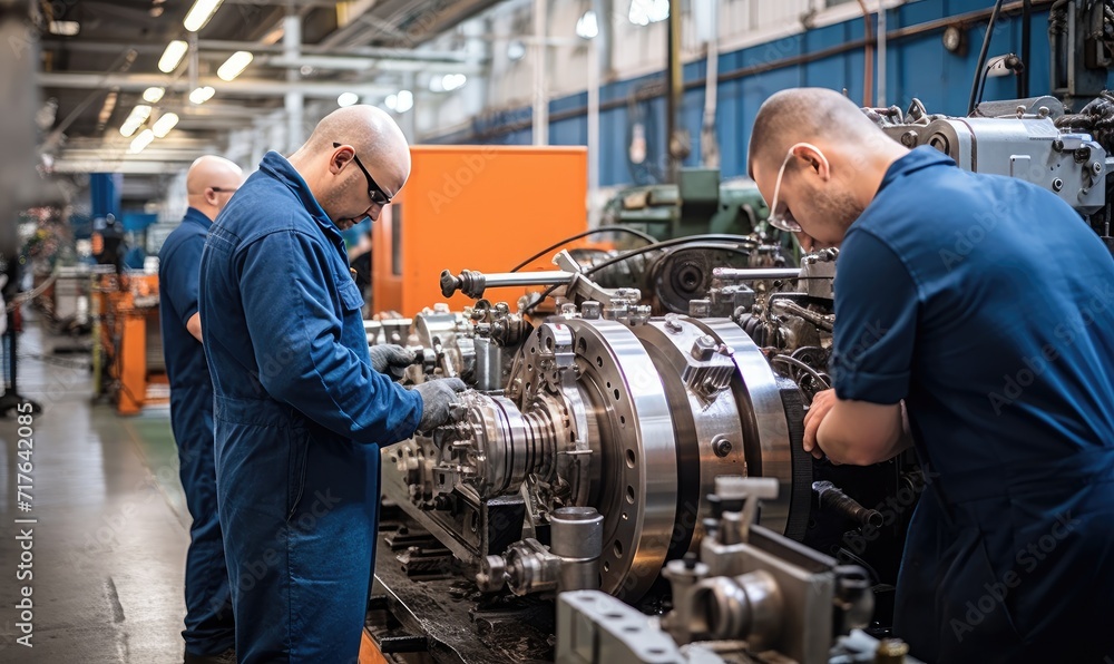 Men Operating Heavy Machinery in a Dynamic Manufacturing Facility Men Operating Heavy Machinery in a Dynamic Manufacturing Facility