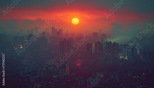 Sunset in the City: A Glimpse of the Urban Skyline Generative AI