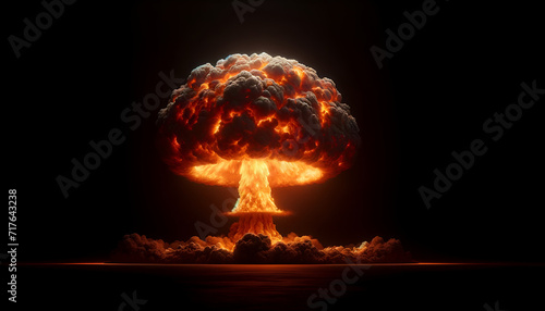 Armageddon Scenario: A Sinister Nuclear Mushroom Cloud Rising.
Generative AI. photo