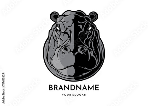 Hippopotamus head face logo vector