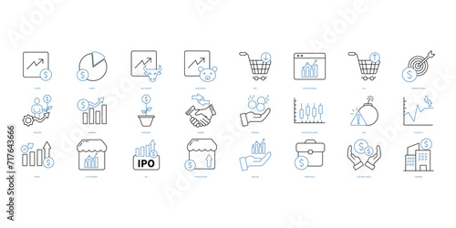 Stock market icons set. Set of editable stroke icons.Vector set of Stock market photo