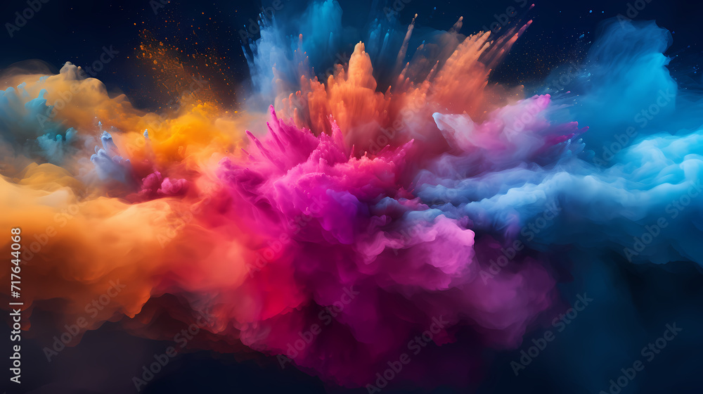 Dust explosion Holi background, indian traditional festival Dust explosion Holi background, indian traditional festival