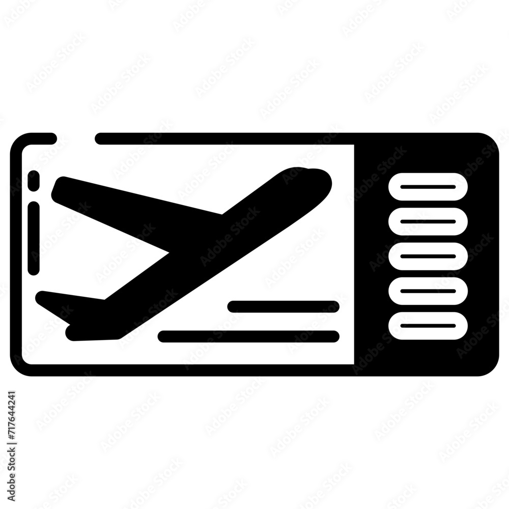 Boarding pass glyph and line vector illustration