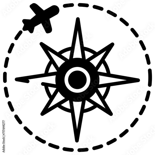 Compass glyph and line vector illustration