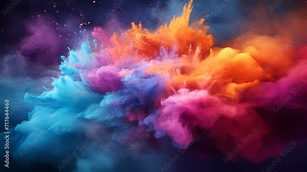 Dust explosion Holi background, indian traditional festival Dust explosion Holi background, indian traditional festival