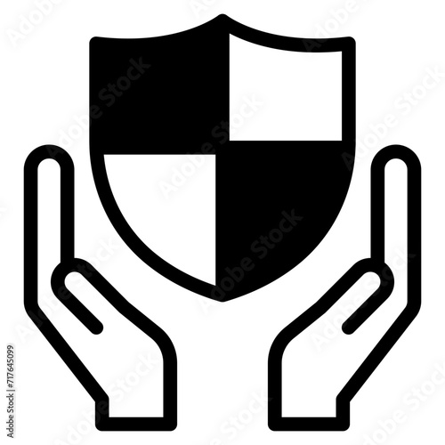 Insurance hand line icon. Risk coverage sign. Policyholder protection symbol. Quality design element.