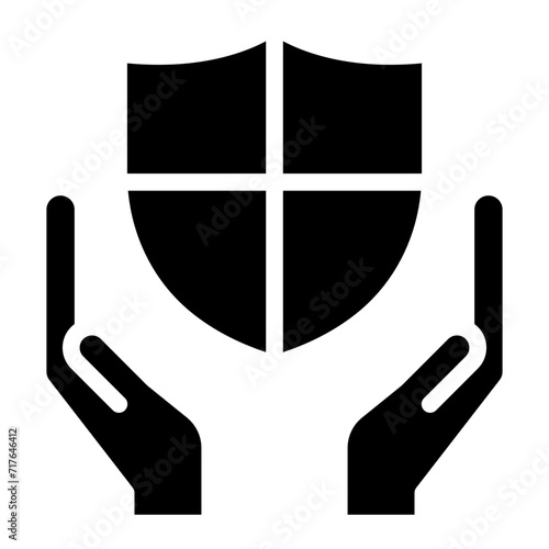 Insurance hand line icon. Risk coverage sign. Policyholder protection symbol. Quality design element.
