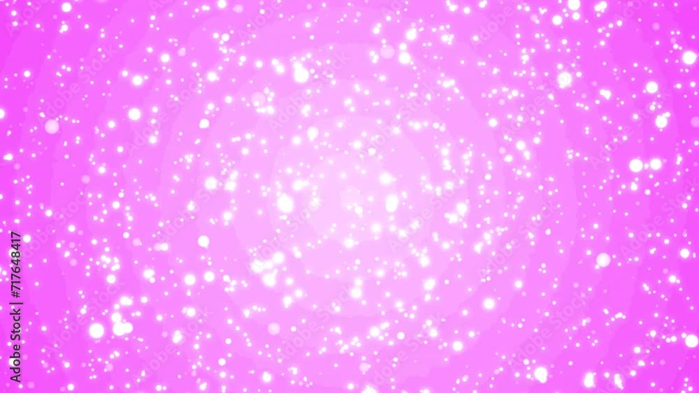 Snowflake image shiny particles coming toward radially, 4K motion loop pink background. Snowflake image shiny particles coming toward radially, 4K motion loop pink background.