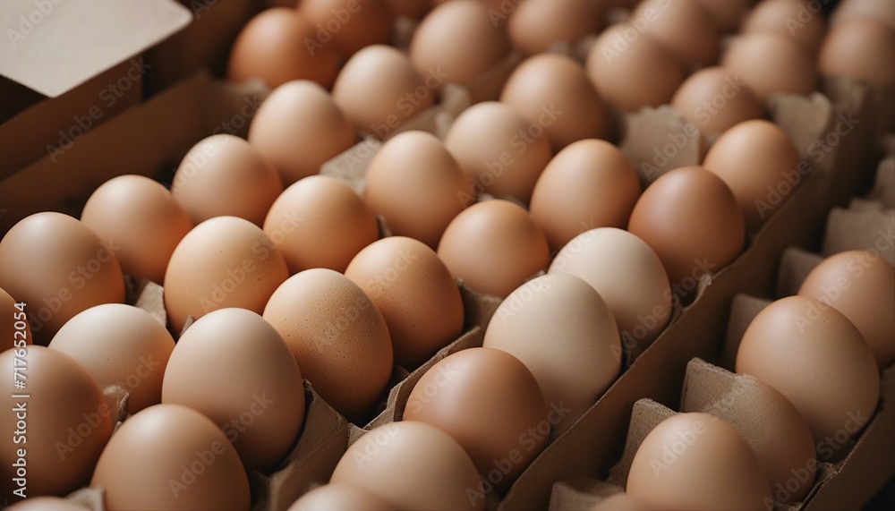 freshly collected organic eggs in cardboard boxes, top view
freshly collected organic eggs in cardboard boxes, top view