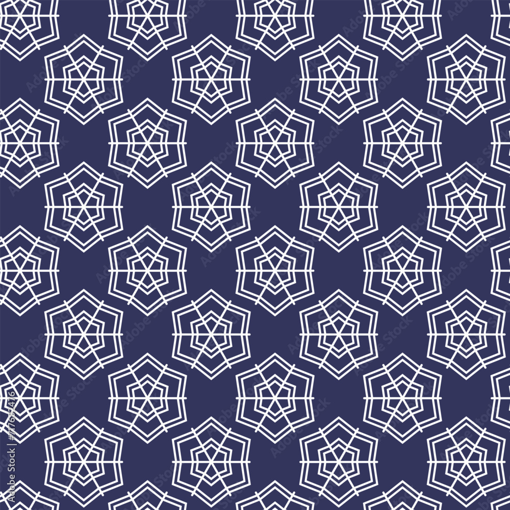 Winter seamless pattern with white snowflakes on blue background. Vector illustration for fabric, textile wallpaper, posters, gift wrapping paper. Christmas vector illustration Winter seamless pattern with white snowflakes on blue background. Vector illustration for fabric, textile wallpaper, posters, gift wrapping paper. Christmas vector illustration