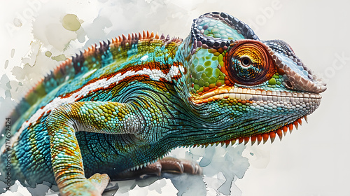 illustration with the drawing of a chameleon