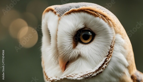 portrait of Barn owl, blurry background. 