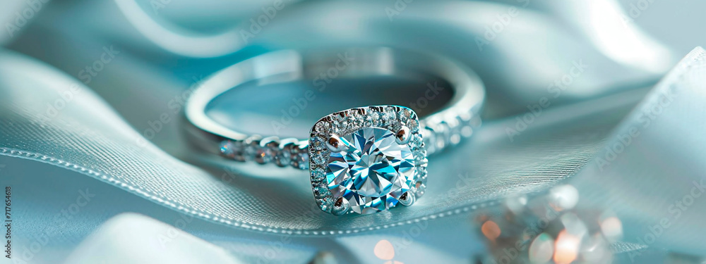 Stunning cushion cut diamond engagement ring. Selective focus. Stunning cushion cut diamond engagement ring. Selective focus.