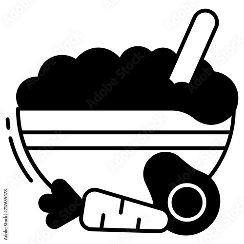 avocado and carrot puree glyph and line vector illustration