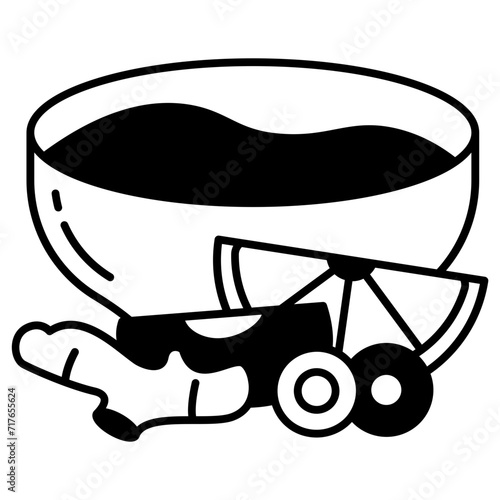 fruit puree bowl glyph and line vector illustration