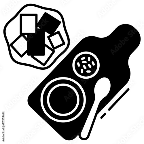 puree bowl with honey glyph and line vector illustration