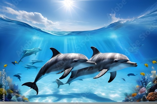 dolphins in the sea © mahesha