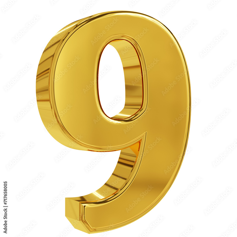 Golden 3d number 9