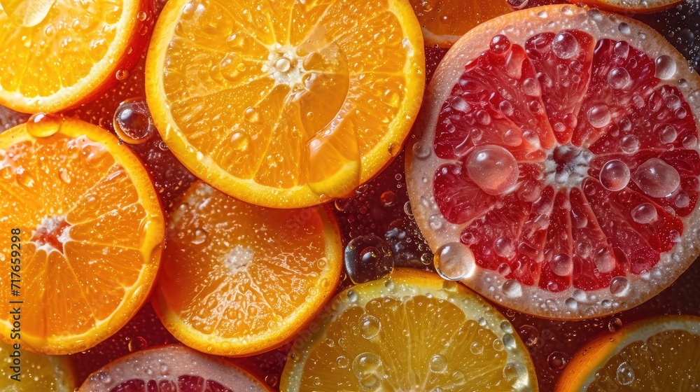 Pile of fresh citrus slices background. Pile of fresh citrus slices background.