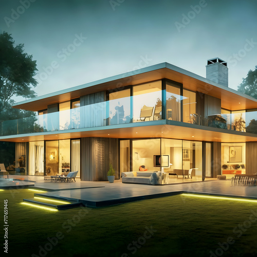 modern house in the morning  generative ai © DesignerKamran99