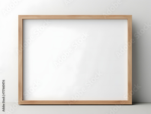 3D blank wooden frame mockup in the wall