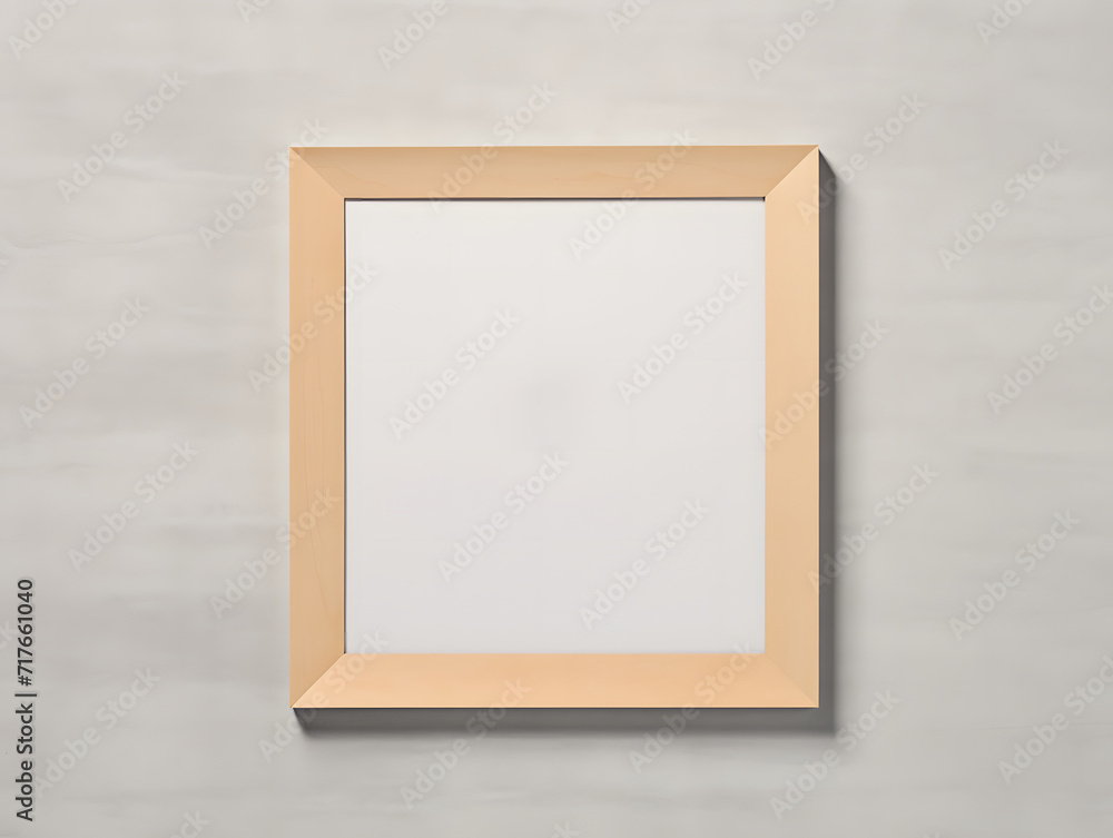 3D blank wooden frame mockup in the wall 3D blank wooden frame mockup in the wall