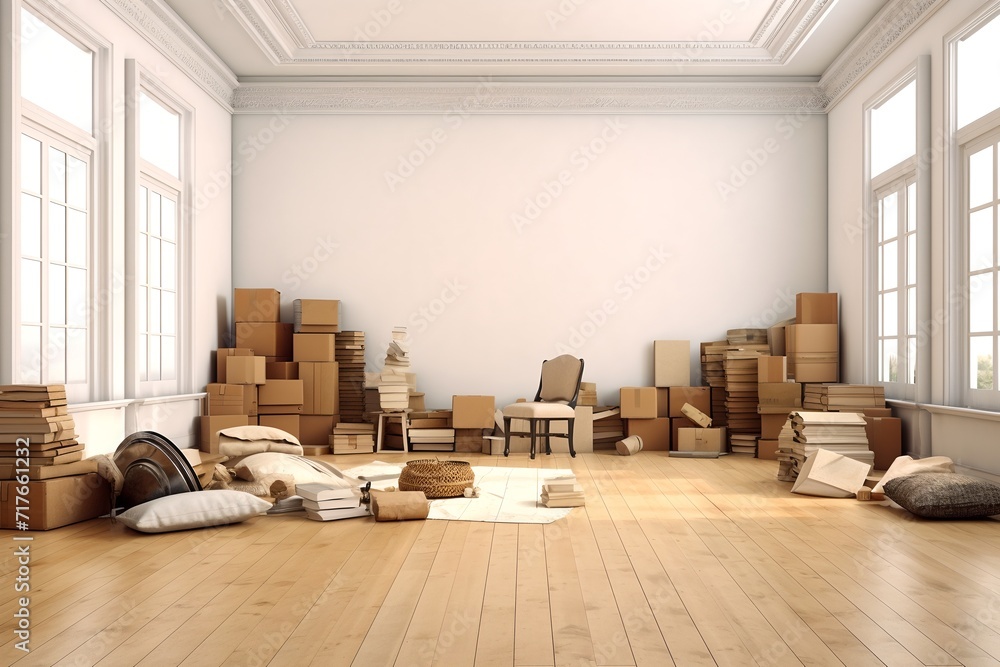 Boxes prepared for moving in an empty room Boxes prepared for moving in an empty room